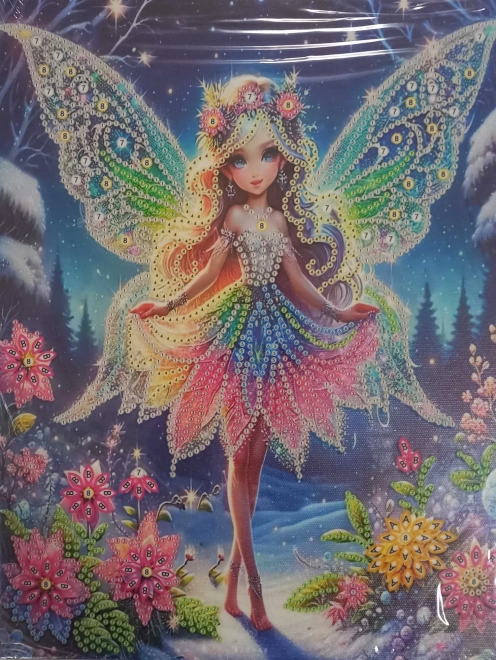 Pictura cu diamante pe pânză Zâna Iernii 23x30cm