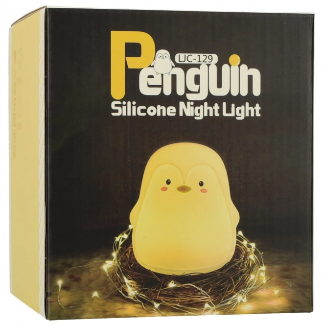 Lampă de noapte din silicon cu LED pentru copii, Pinguin alb