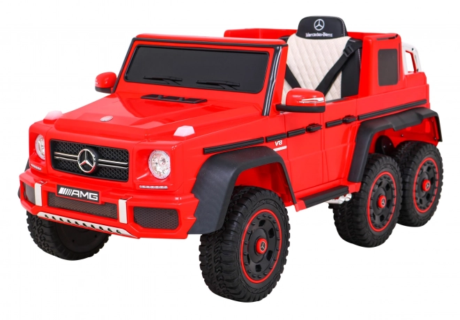 Mercedes G63 AMG Mașina pe baterii Roșie + Telecomandă + 6 roți EVA + Start lent + MP3 LED