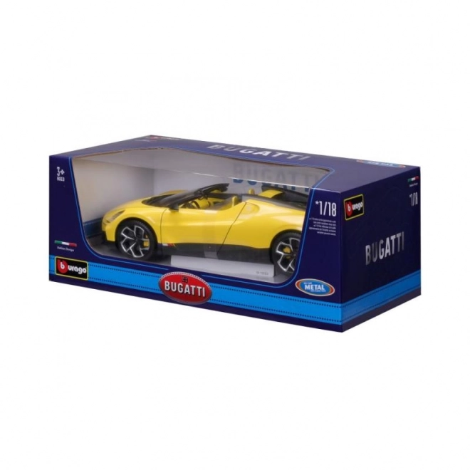 Model auto Bburago Bugatti Mistral galben la scară 1:18