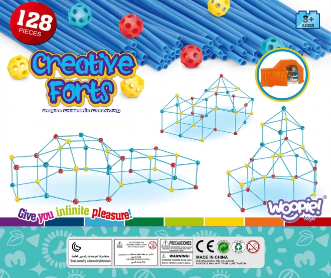 WOOPIE Mari Construcții Blocuri Set Cort Paie Tuburi 128 buc