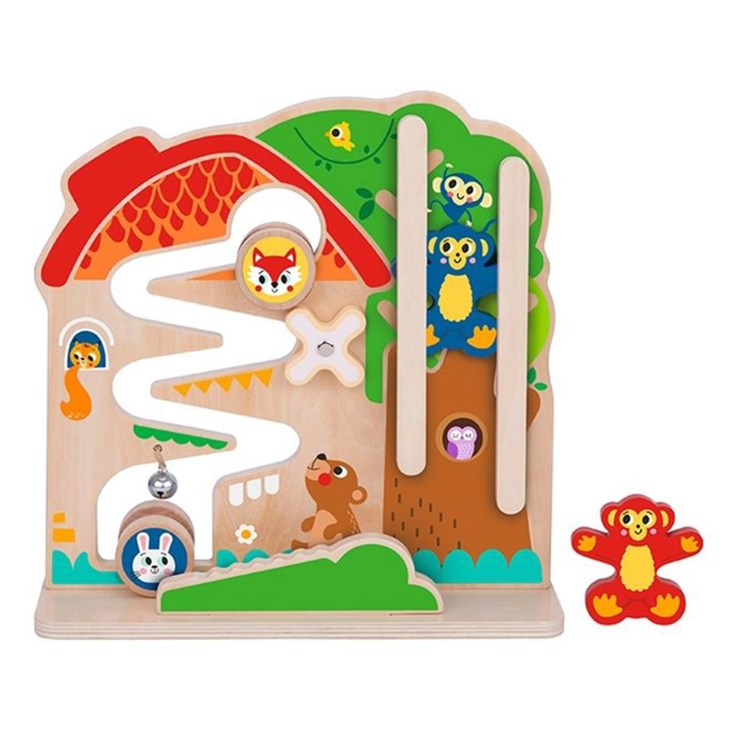 Tablă Montessori din lemn cu labirint Tooky Toy