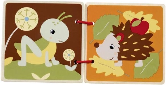 Cărticică de imagini din lemn pentru copii, 8 pagini, 8 × 8 cm