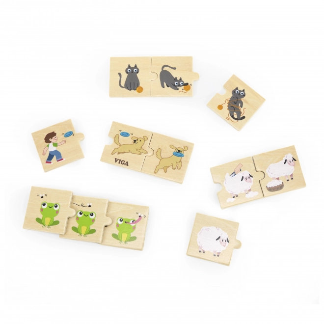 Puzzle din lemn pentru potrivirea activităților animalelor