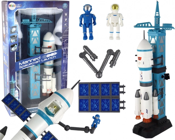 Set explorație spațială cu rachetă și astronauți