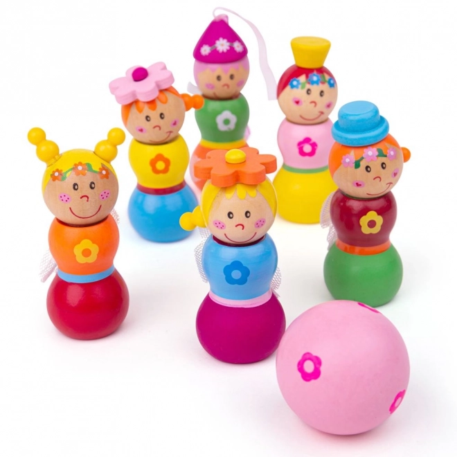 Joc de popice din lemn cu zâne de la Bigjigs Toys