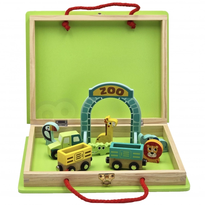 Tren de lemn cu tematică zoo de la Tooky Toy