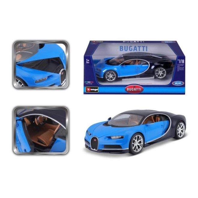 Mașinuță metalică Bugatti Chiron albastru Bburago 1:18