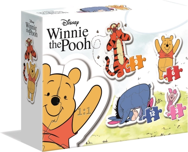 CLEMENTONI Primele mele puzzle-uri Winnie de Pluș 4 în 1 (2, 3, 4, 5 piese)
