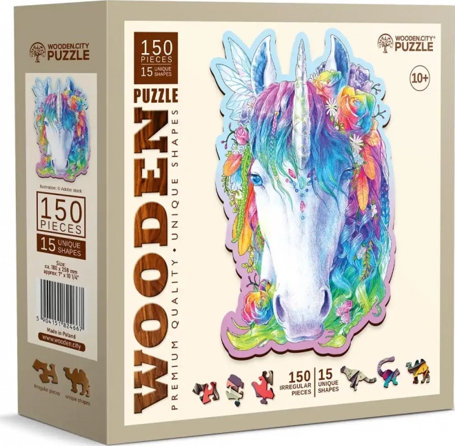 Puzzle din lemn unicorn stilat