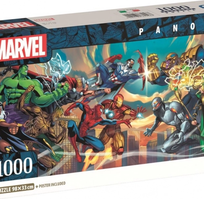 Puzzle panoramic Marvel: Eroi vs. răufăcători 1000 piese