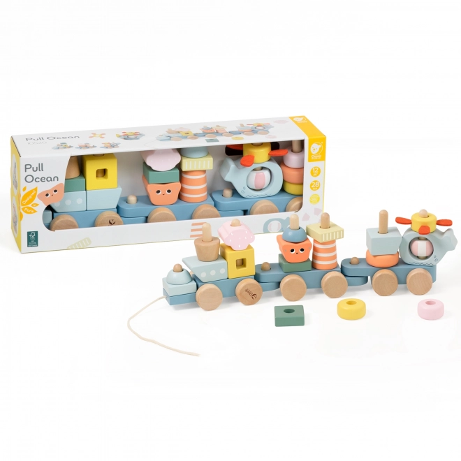 Montessori trenuleț ocean din lemn