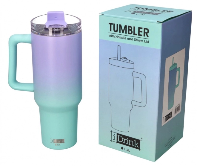 Cana termică mare cu paie 1200 ml