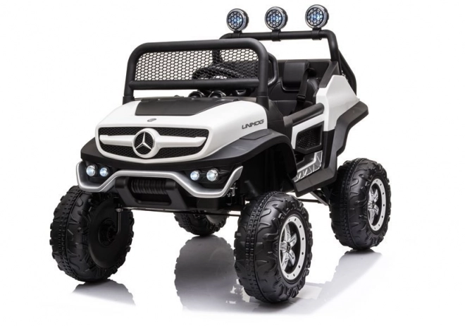 Mașină cu acumulator Mercedes Unimog S roșie – Alb