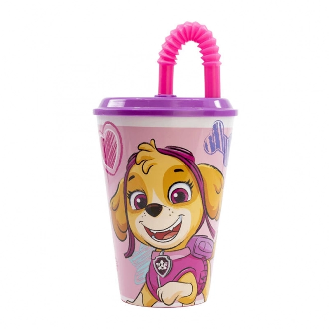 Cana roz de apă cu pai Paw Patrol pentru copii