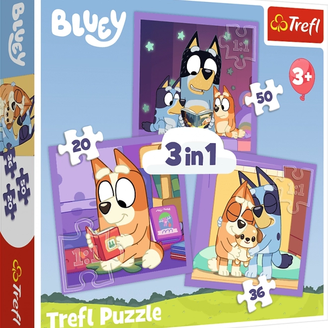 Puzzle TREFL Faceți cunoștință cu Bluey 3în1