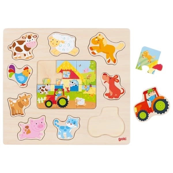 Puzzle din lemn cu animalele de la fermă