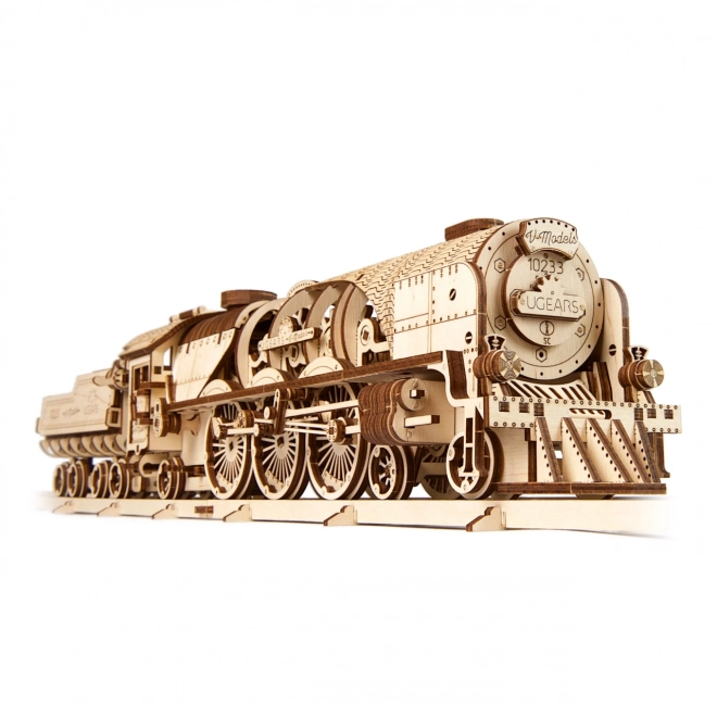 Puzzle mecanic din lemn 3D locomotiva cu aburi V-Express