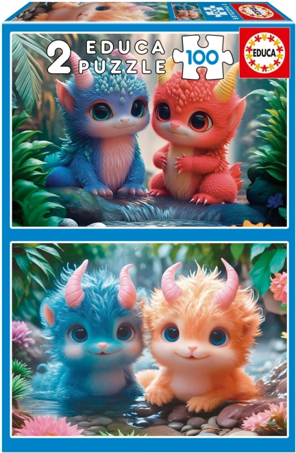 Educa Puzzle Monștri Drăguți 2x100 piese