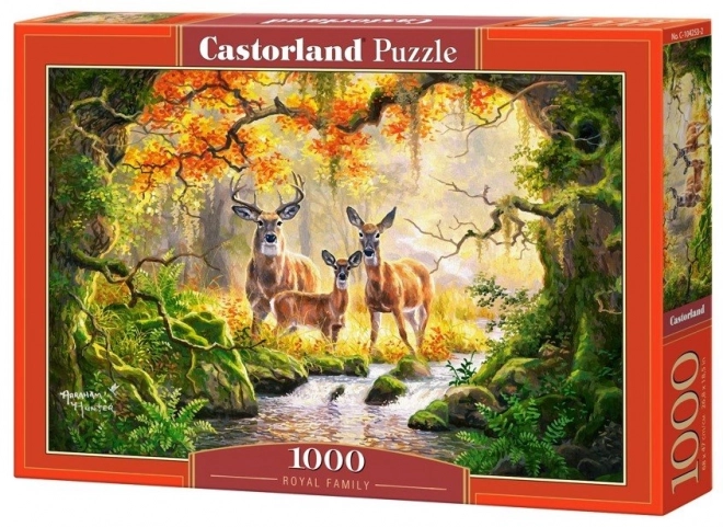 Puzzle Royal Family cu cerbi și căprioare în pădure