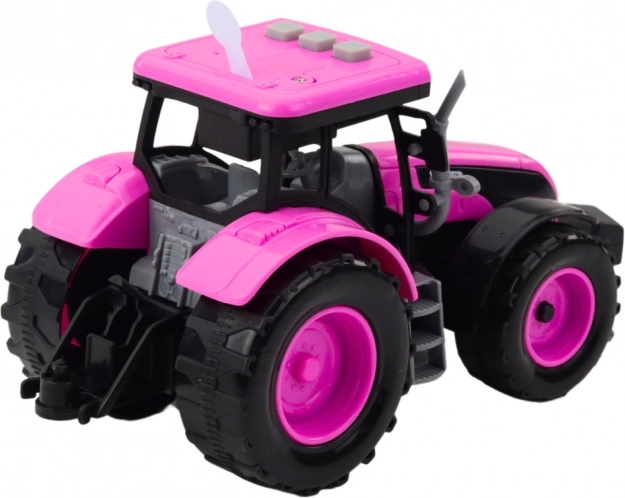 Tractor roz pe baterii cu lumini și sunete