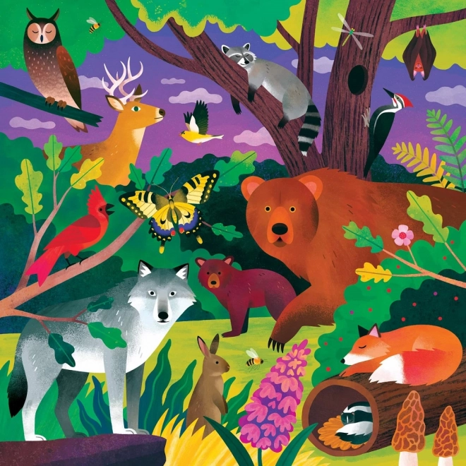 Puzzle pădure de animale strălucitoare în întuneric 500 piese