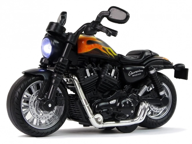 Motocicleta Champion neagră 1:14 cu funcții sonore și luminoase