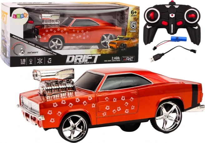 Mașină telecomandată 1:18 Drift 360 Lumini Sunete Roșu