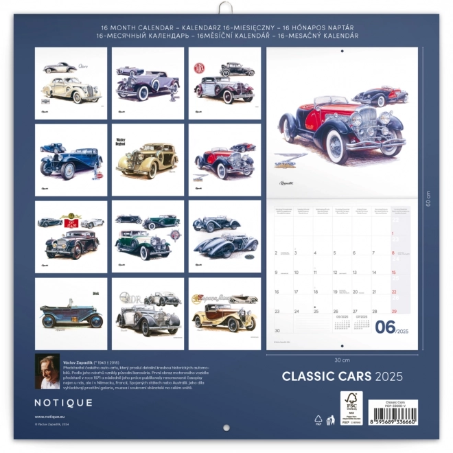 Calendar de birou cu mașini clasice de Václav Zapadlīk 2025
