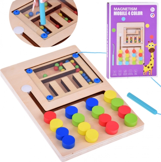 Jucărie Montessori Magnetică din Lemn cu Bile