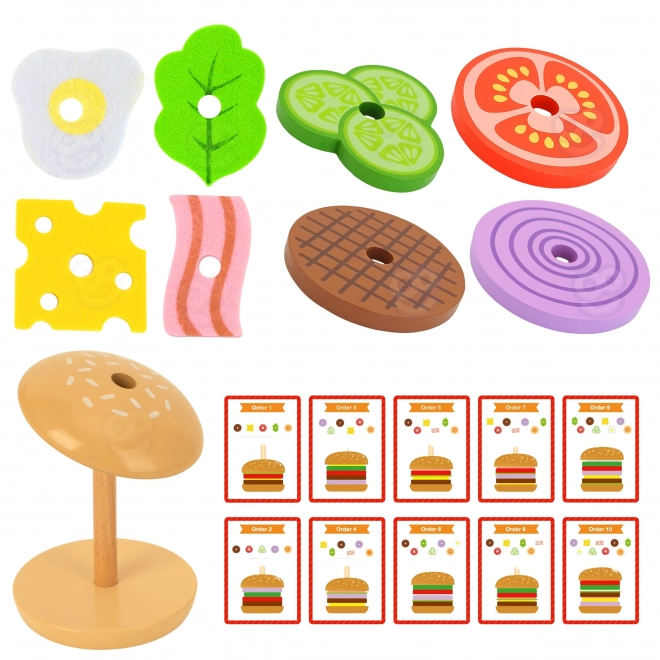 Burger din lemn pentru copii 15 piese WOOPIE GREEN