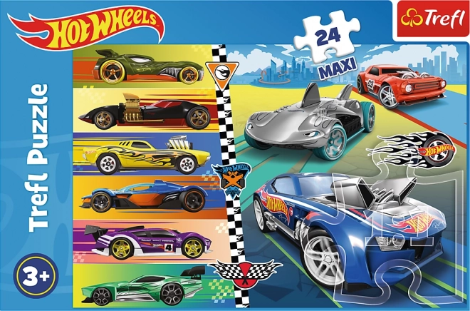 Puzzle 24 bucăți Hot Wheels Mașini Rapide