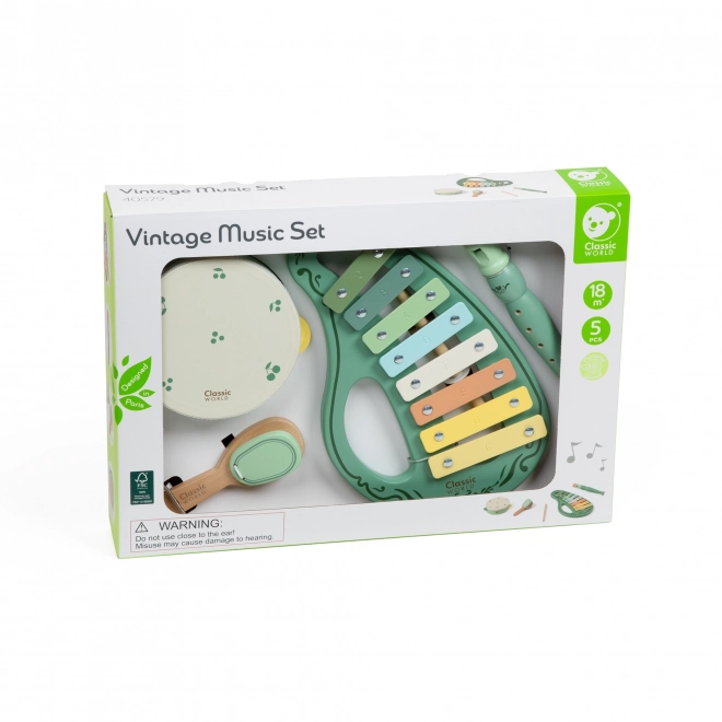 Set muzical vintage din lemn pentru copii de la Classic World