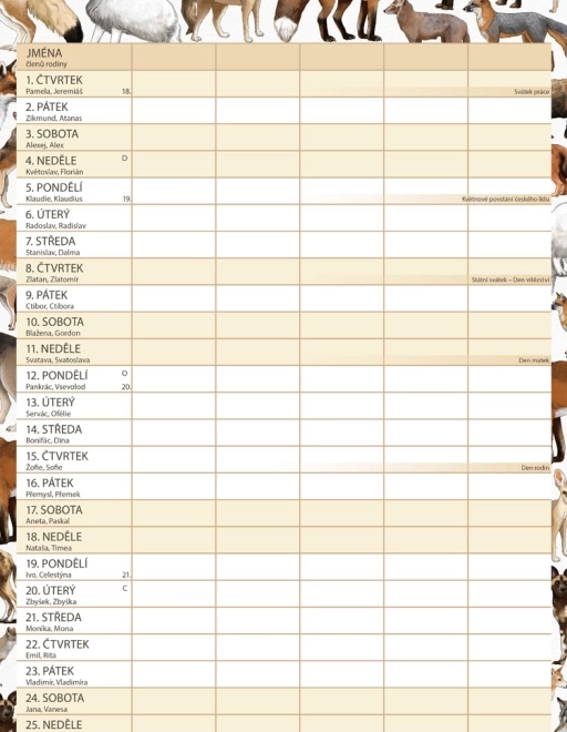 Calendar de planificare familială Animalium 2026