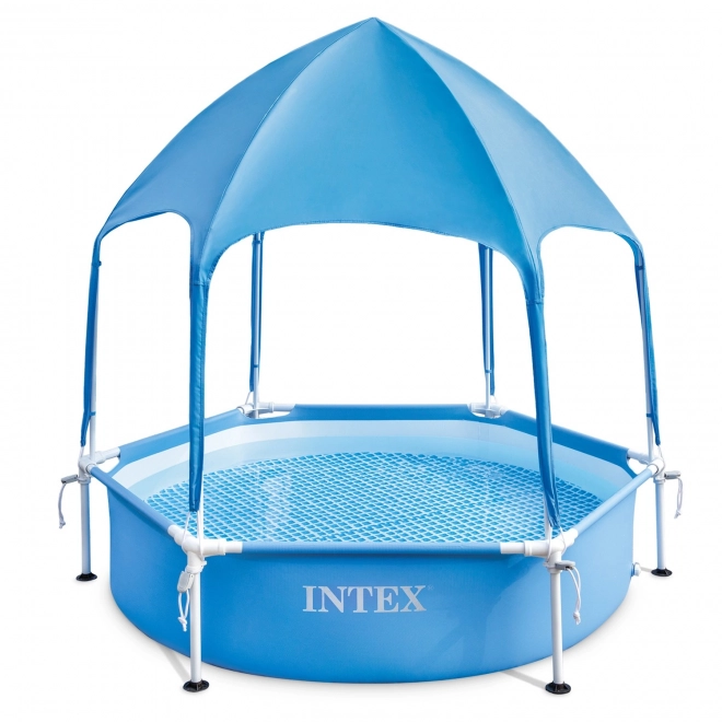 Piscina rotundă pentru copii cu cadru și protecție UV
