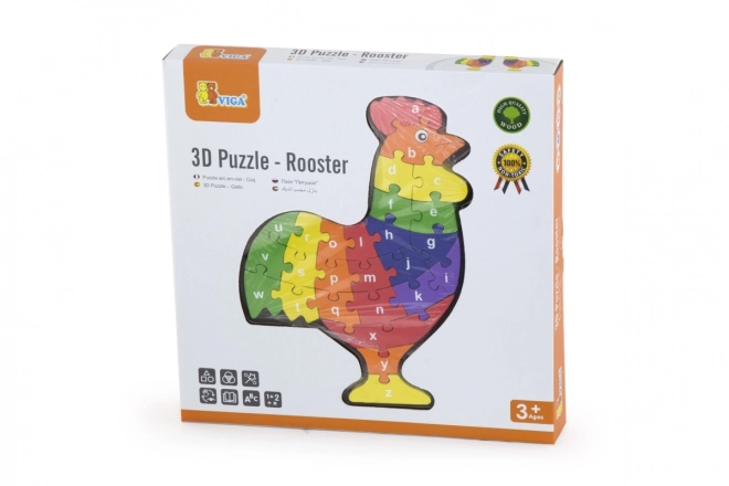 Puzzle 3D cocoș cu litere