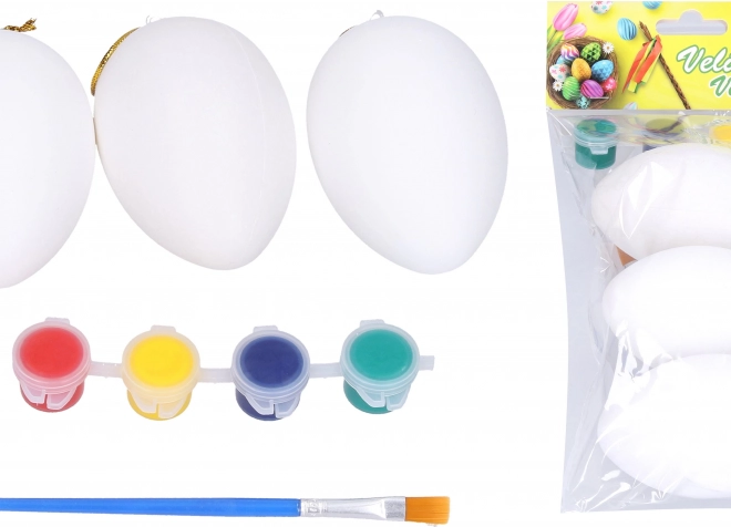 Ouă de colorat 5x8 cm set 3 bucăți cu culori și pensulă
