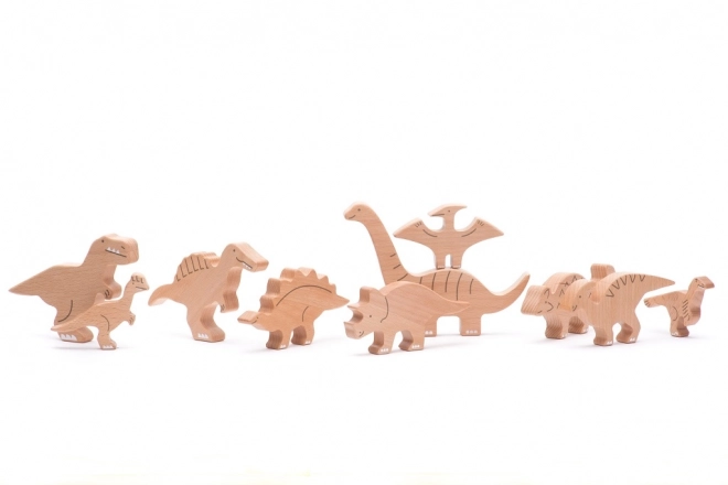 Set de 10 dinozauri din lemn