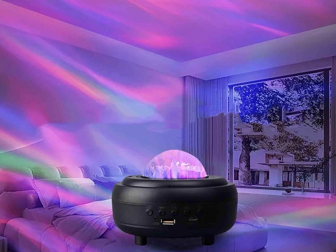 Lampă de noapte LED cu proiector de stele și aurora boreală cu difuzor Bluetooth