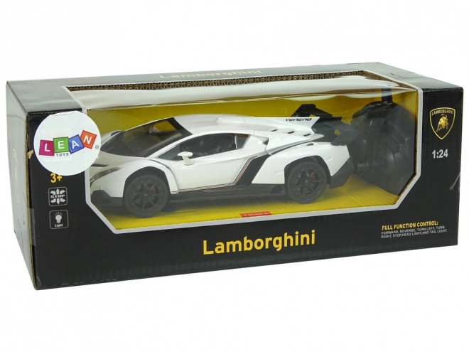 Mașină sport R/C 1:24 Lamborghini Veneno alb cu telecomandă și lumini