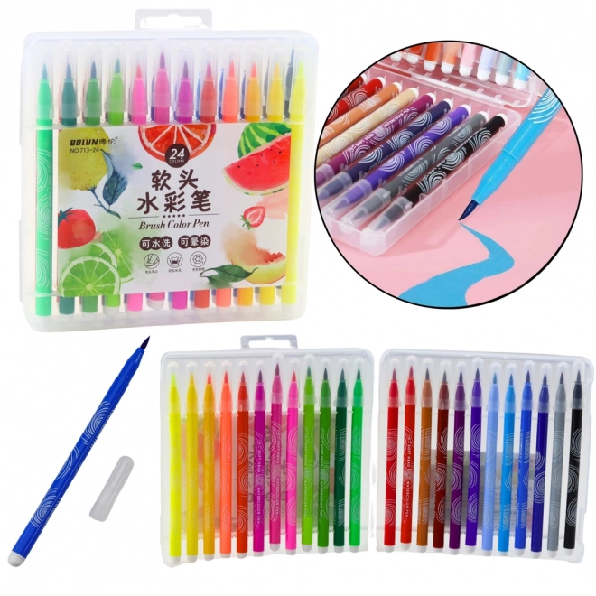 Markere Colorate În Organizator Set 24 Bucăți