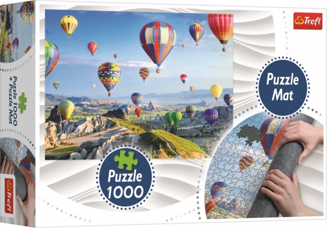 Puzzle cu baloane deasupra Cappadocia 1000 piese cu suport pentru puzzle