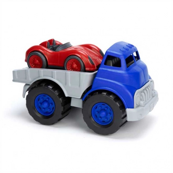 Camion transportor cu mașină de curse Green Toys