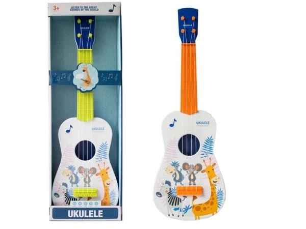 Ukulelele portocaliu cu animale africane