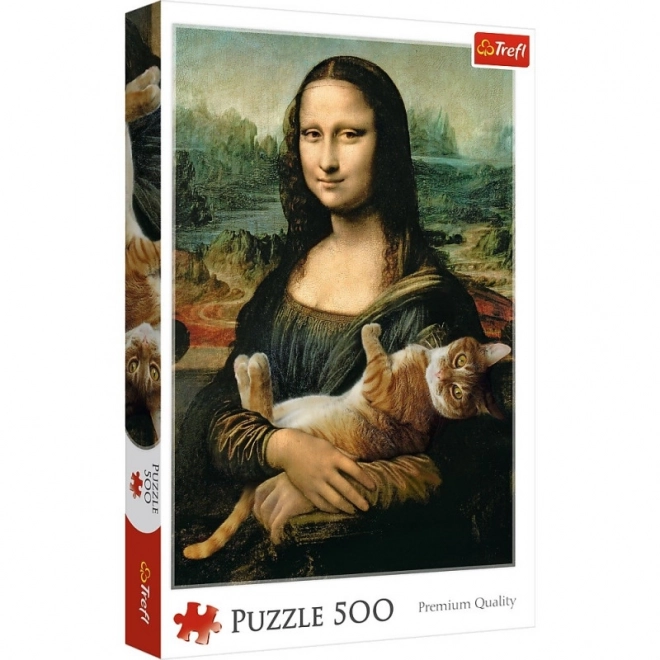 Puzzle Mona Lisa și pisica Mruczek 500 piese