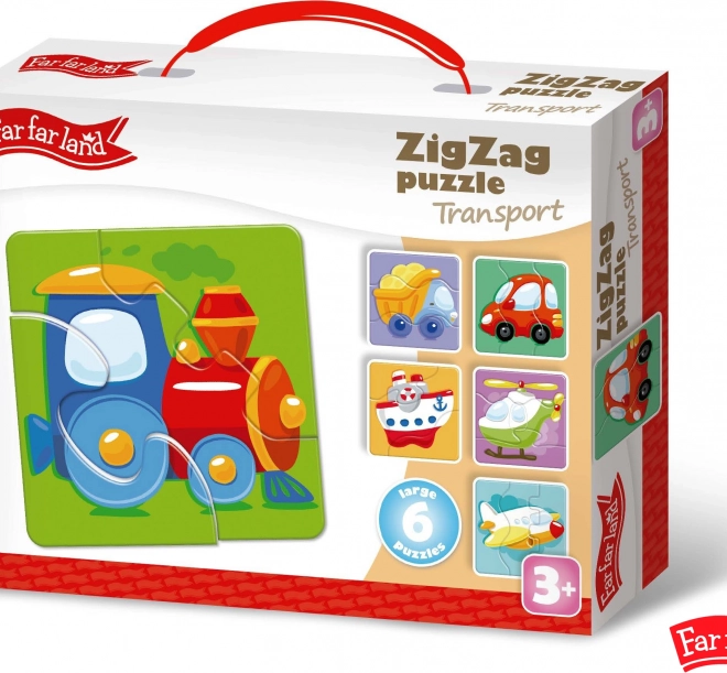 Far Far Land Puzzle ZigZag Motiv de transport cu 6 imagini