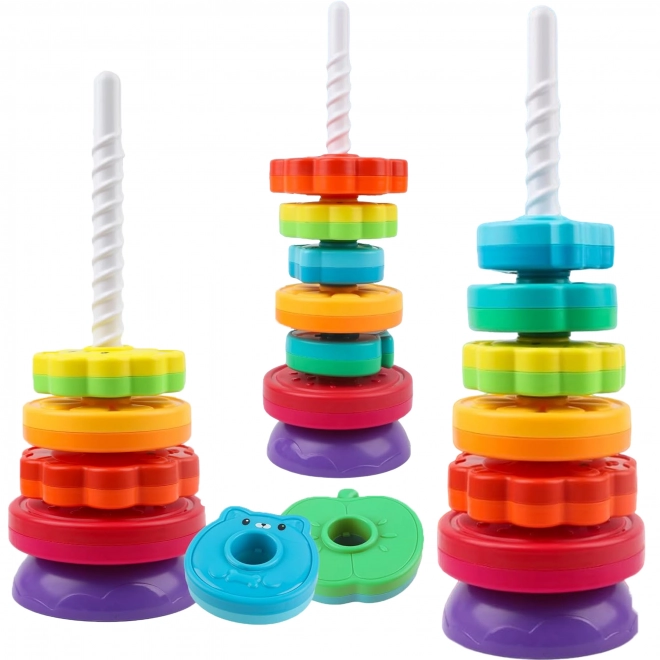 Turnul educativ spiral cu animăluțe WOOPIE pentru copii