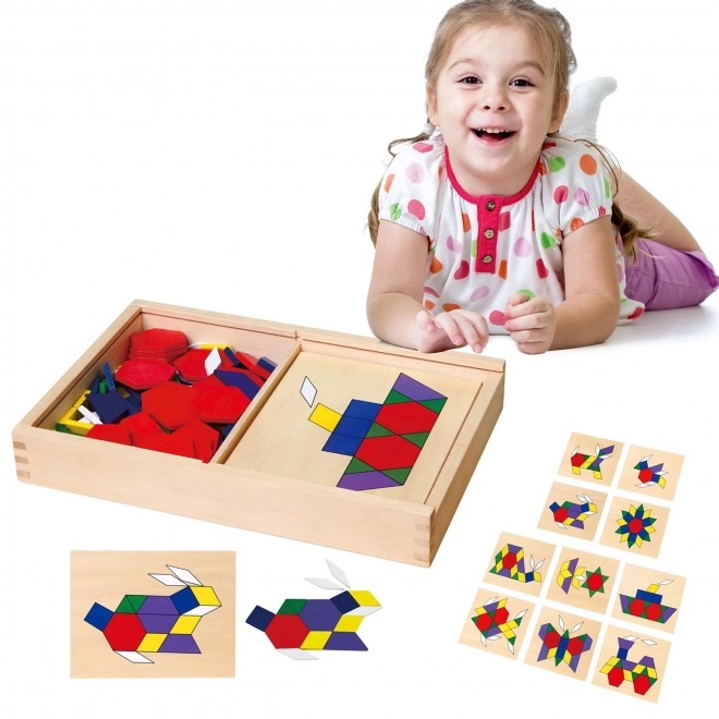 Mozaică geometrică din lemn Montessori Viga