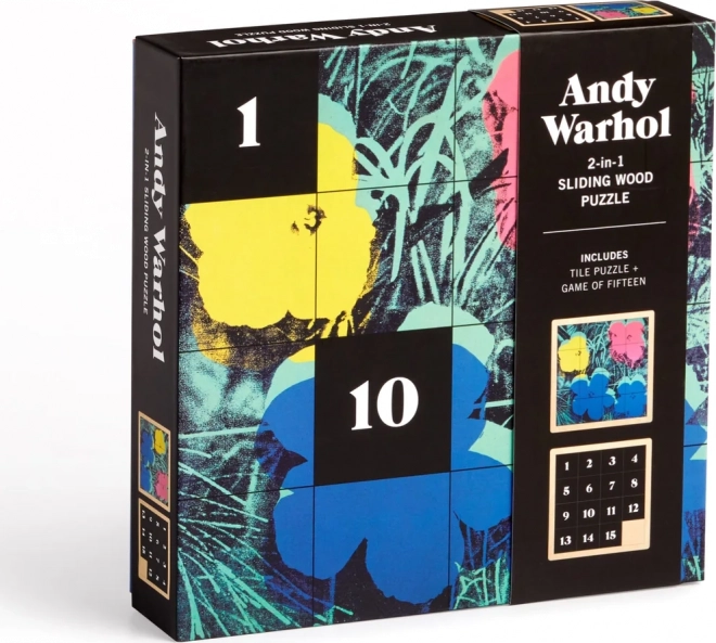 Puzzle din lemn glisant Andy Warhol: Flori 2 în 1