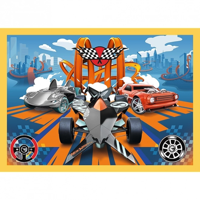 Puzzle 4 în 1 Hot Wheels vehicule